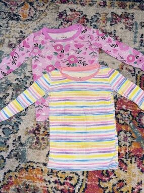 Little Sleepies PJ pink Floral Stripe Pastel Spring Bamboo Soft Baby Pajama Top
